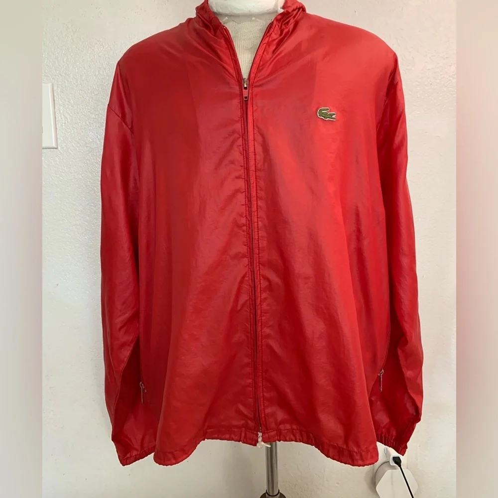 Vintage Izod Lacoste Windbreaker with hoodie, Size XL, color red - Picture 5 of 8
